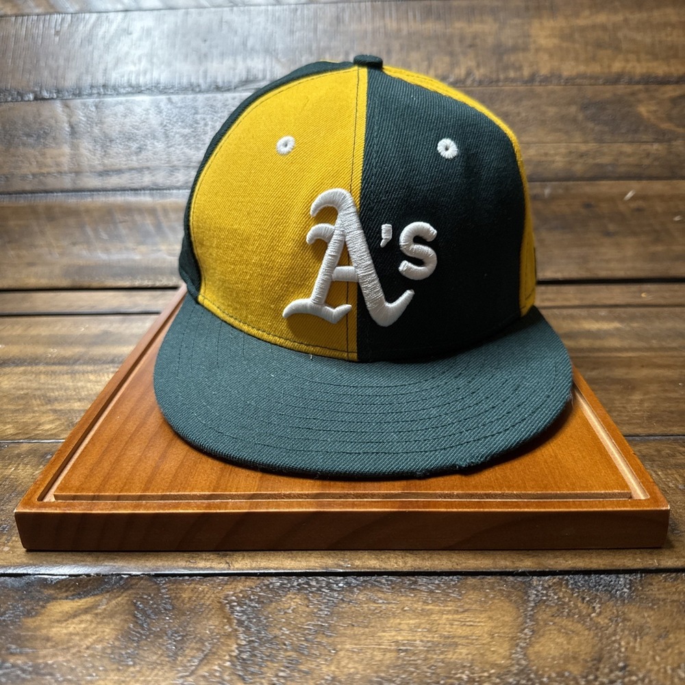 Oakland A's MLB New Era 59Fifty Green & Yellow Baseball Cap Men's Size 7